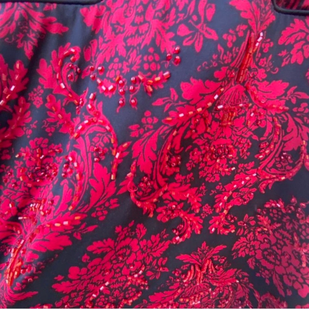 Y2K INC Black & Red Beaded Floral Whimsygoth Fairy Top Size Medium - Picture 4 of 7